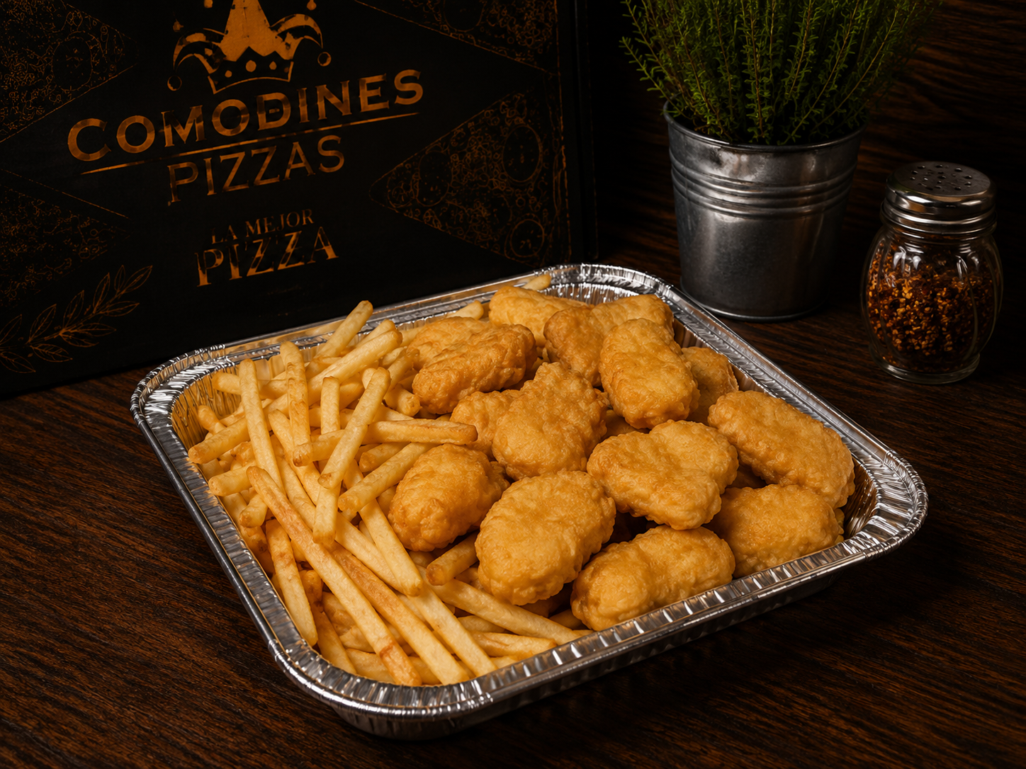 Nuggets de pollo con fritas